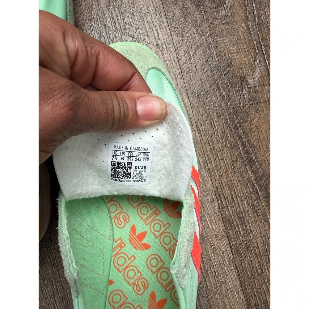 Adidas SL 72 Retro Sneakers Womens 7.5 Green Solar Red Nylon Suede Running Shoes